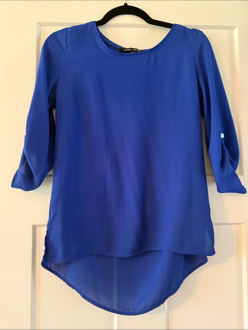Sweet Rain Royal Blue Hi-Low Chiffon Blouse